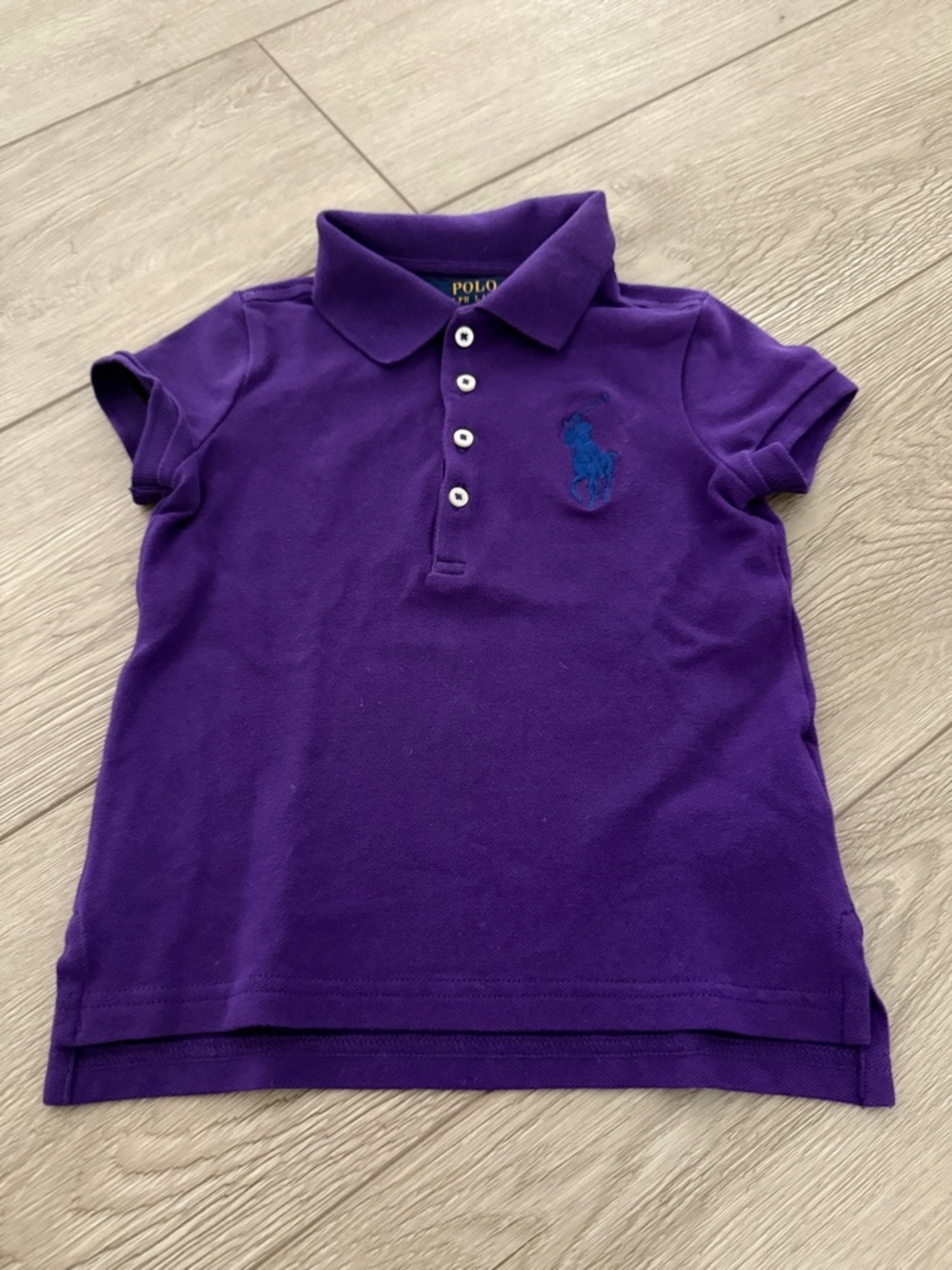 Polo by Ralph Lauren Girls' Purple Polo Shirt with Blue Logo